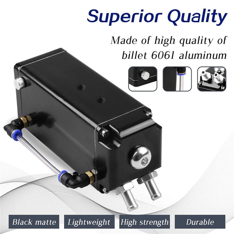 RULLINE Oil Catch Can Square Shape Aluminum Reservoir with Breather Filter 500ML Black - Image 2
